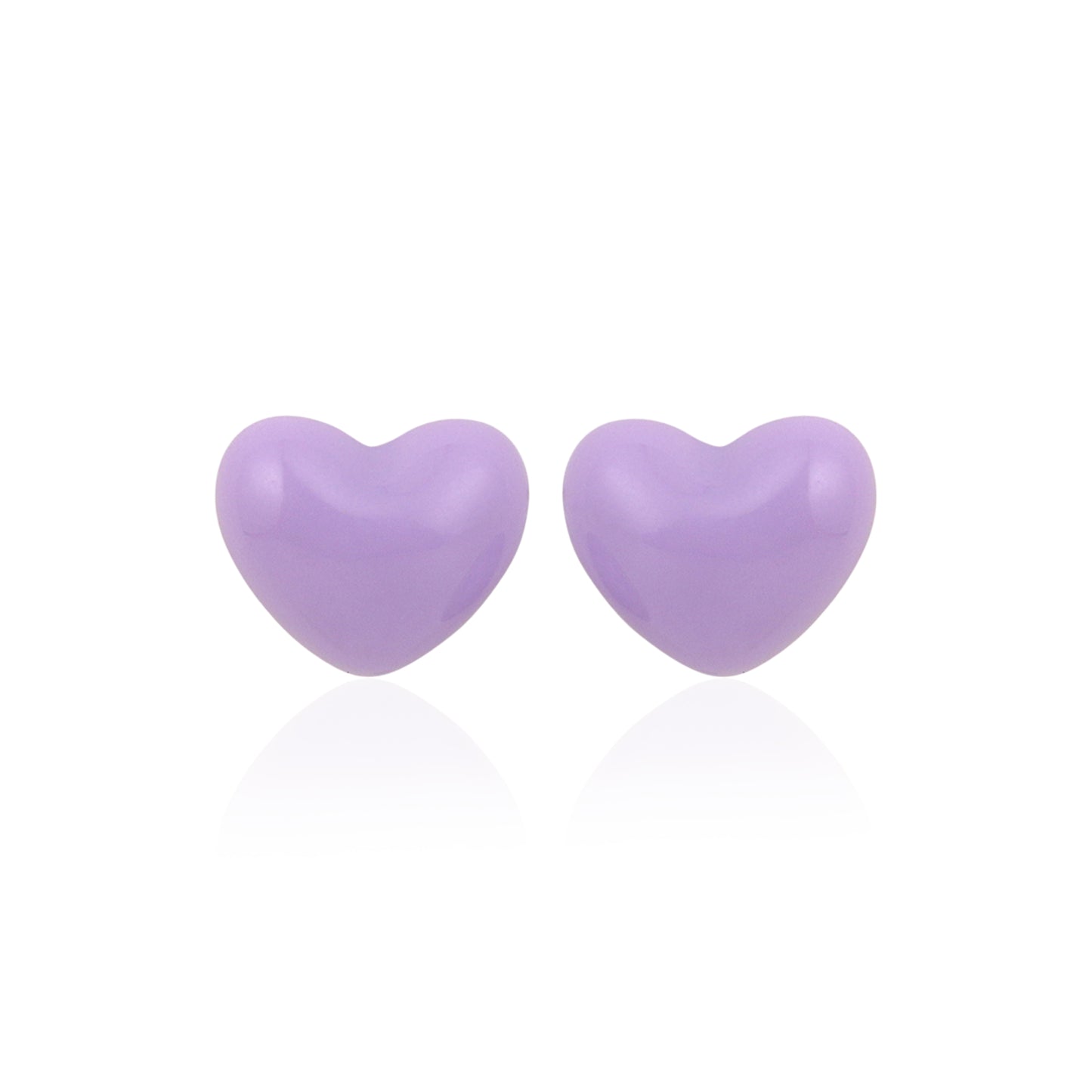Kids' 925 Silver Purple Enamel Heart Studs (Pair)