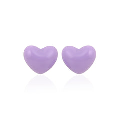 Kids' 925 Silver Purple Enamel Heart Studs (Pair)