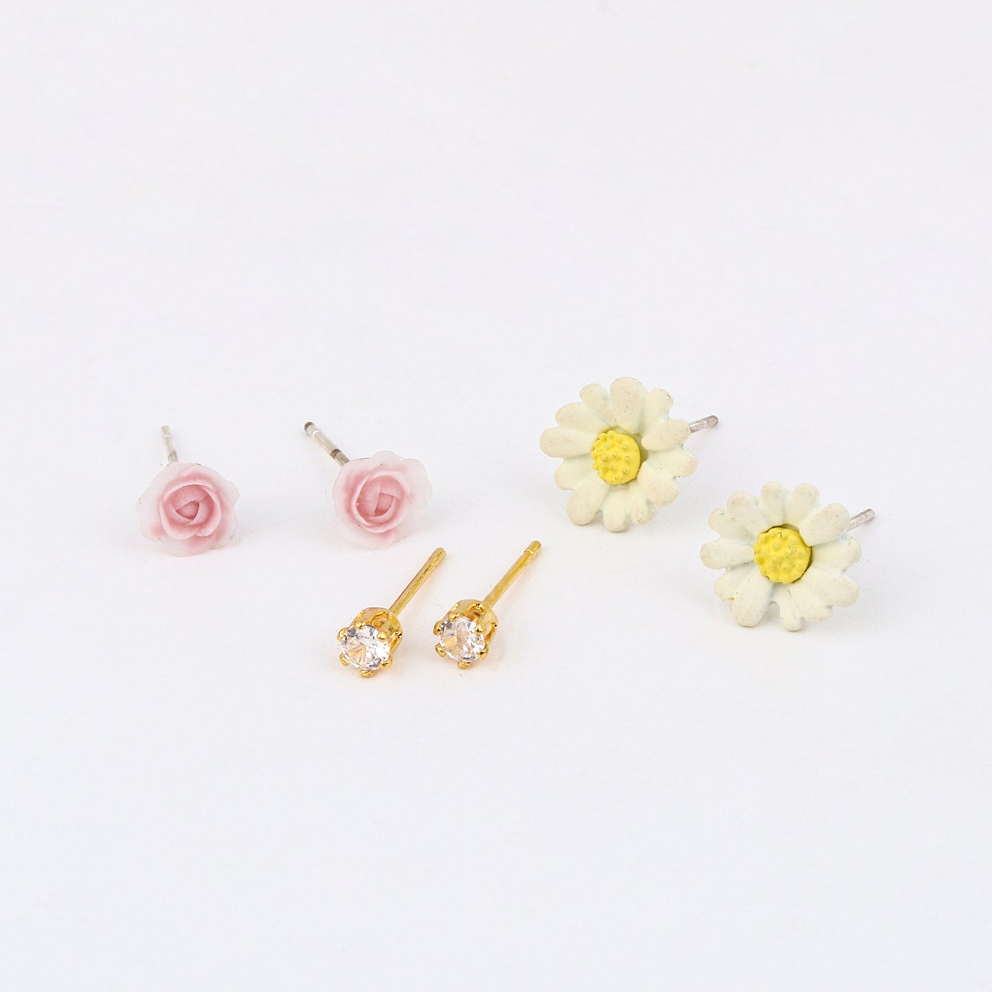 925 Silver Teddy, Daisy & Heart – Kids Stud Trio