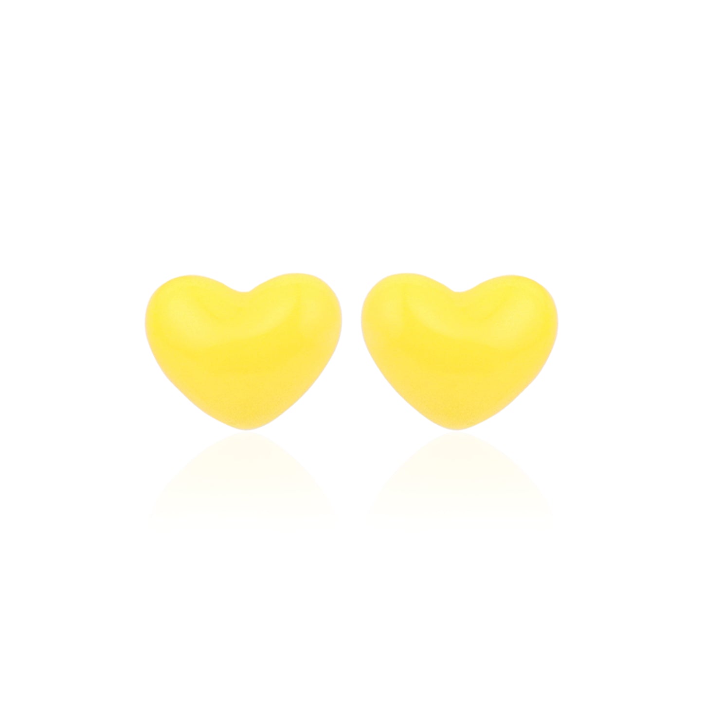 Kids' 925 Silver Sunny Yellow Enamel Heart Studs (Pair)