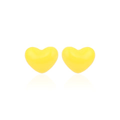Kids' 925 Silver Sunny Yellow Enamel Heart Studs (Pair)