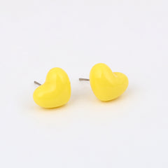 Kids' 925 Silver Sunny Yellow Enamel Heart Studs (Pair)
