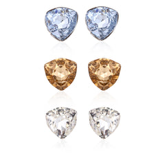 Kids' 925 Silver Multi-Color Trillion Cut CZ Stud Set (3 Pairs)