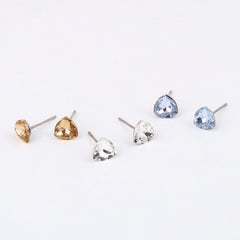 Kids' 925 Silver Multi-Color Trillion Cut CZ Stud Set (3 Pairs)