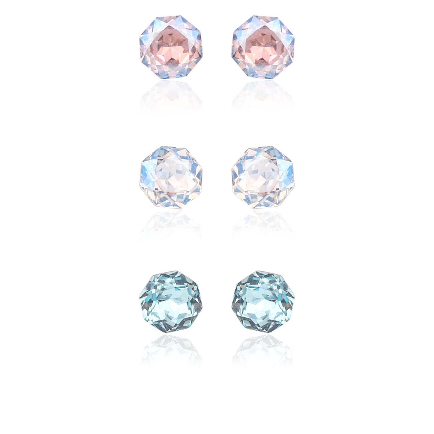 Kids' 925 Silver Multi-Color Round CZ Stud Set (3 Pairs)