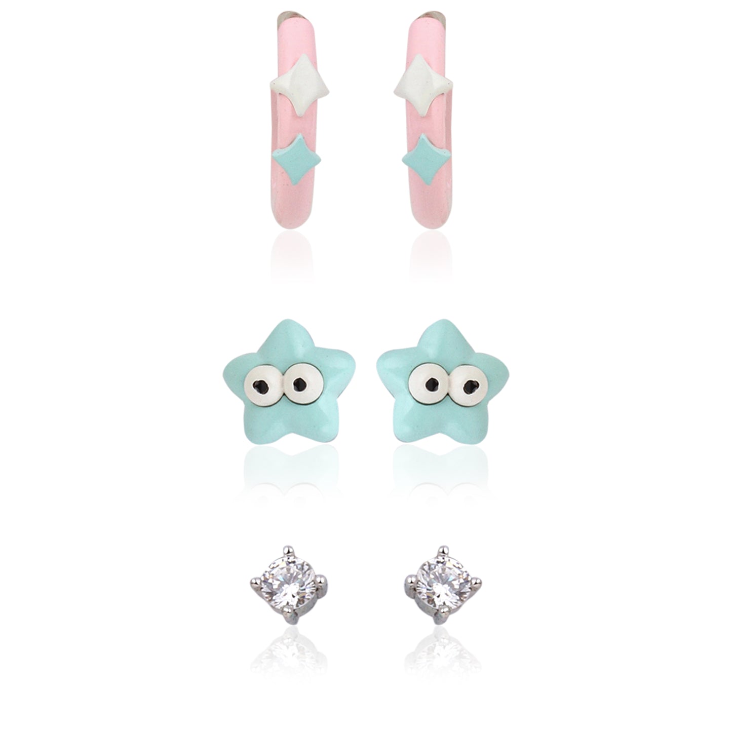 Ocean Play Earring Set (925 Silver, 3-Pair)