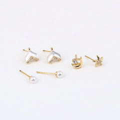 Kids' Ocean Dream 925 Silver Stud Trio - Whale Tail & Starfish
