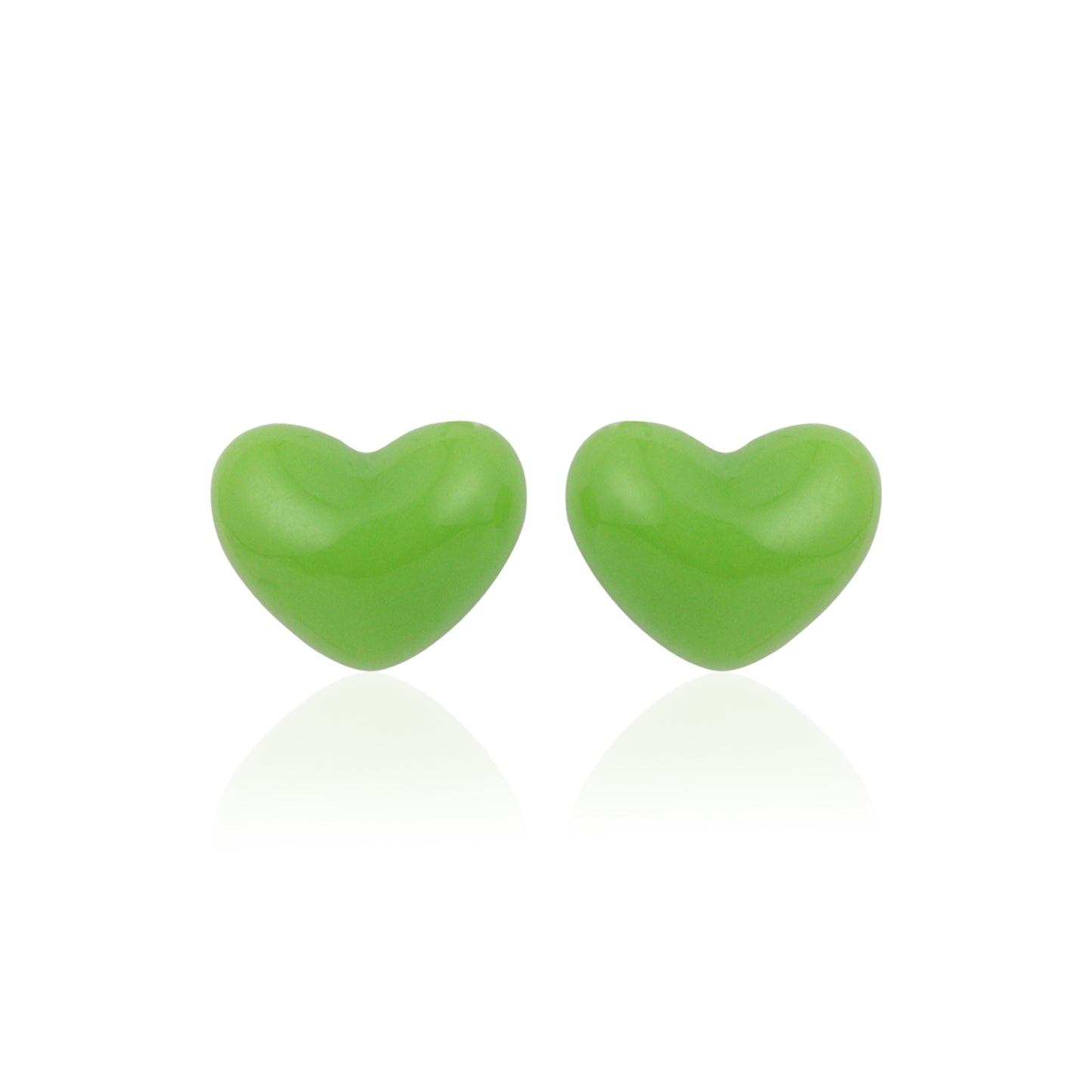 Kids' 925 Silver Olive Green Enamel Heart Studs (Pair)