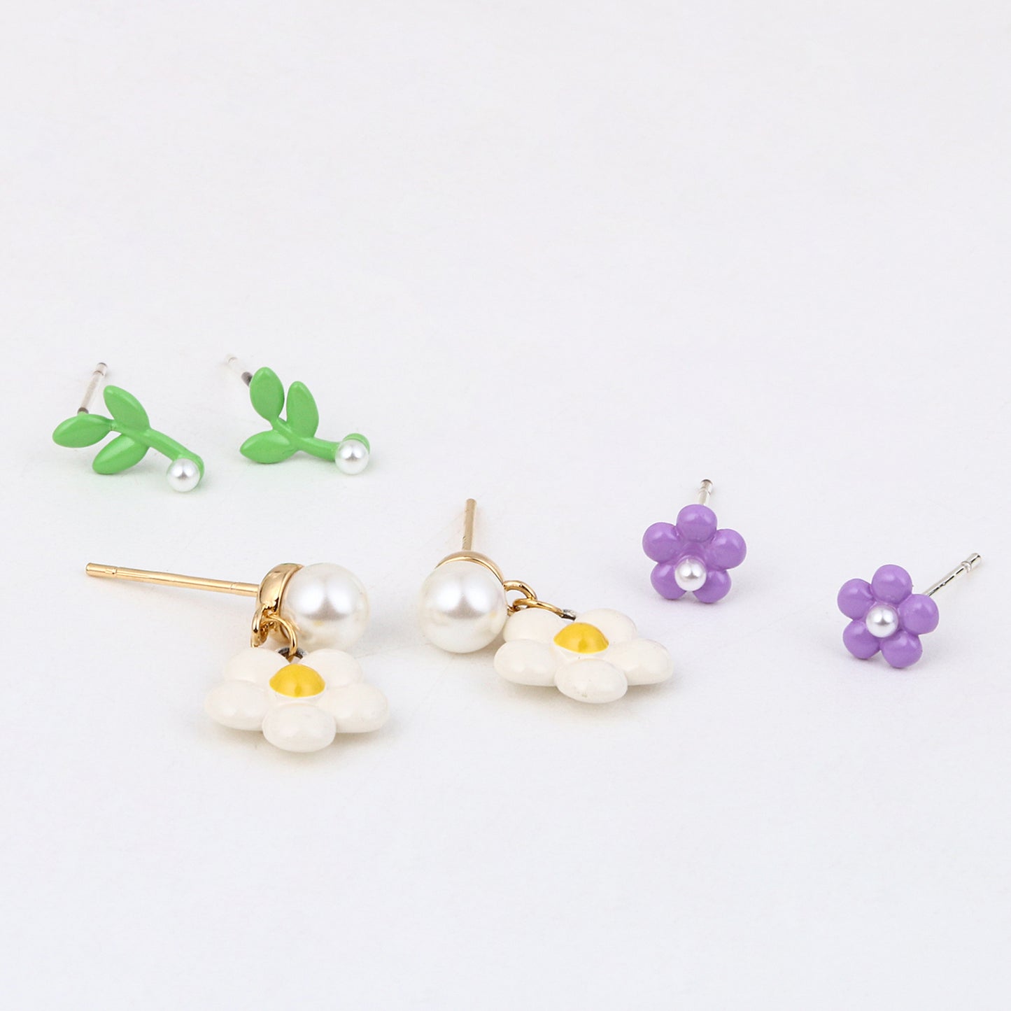 Garden Bloom Earring Collection (925 Silver, 3-Pair)