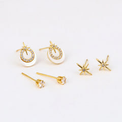 Kids' Mini Moon & Star 925 Silver Stud Pack (3 Pairs)