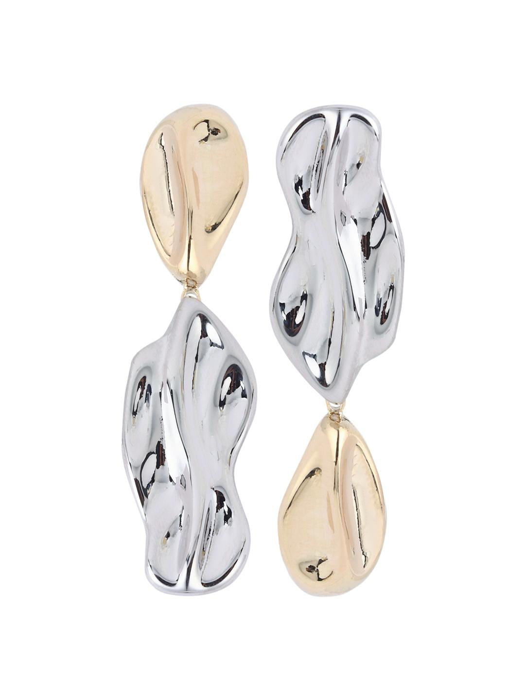 Molten Dual-Tone Sculptural Drop Earrings
