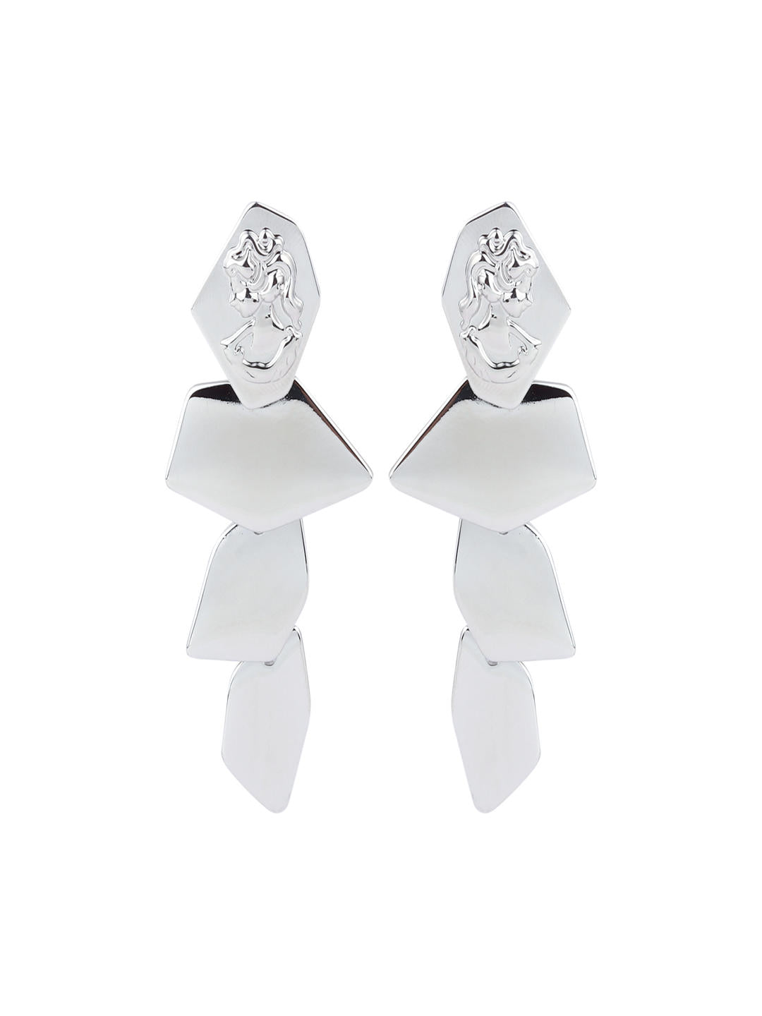 Athena Silver Geometric Drop Earrings