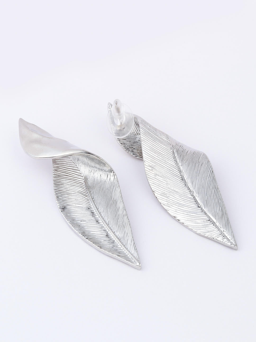 Silver Twirl Leaf Shape Earring