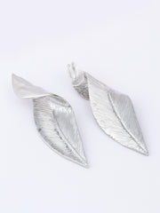 Silver Twirl Leaf Shape Earring