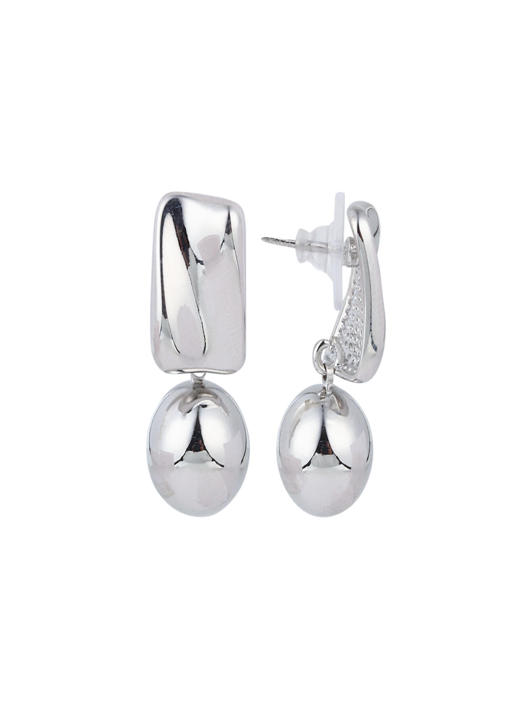 Silver Stud Drop Earring