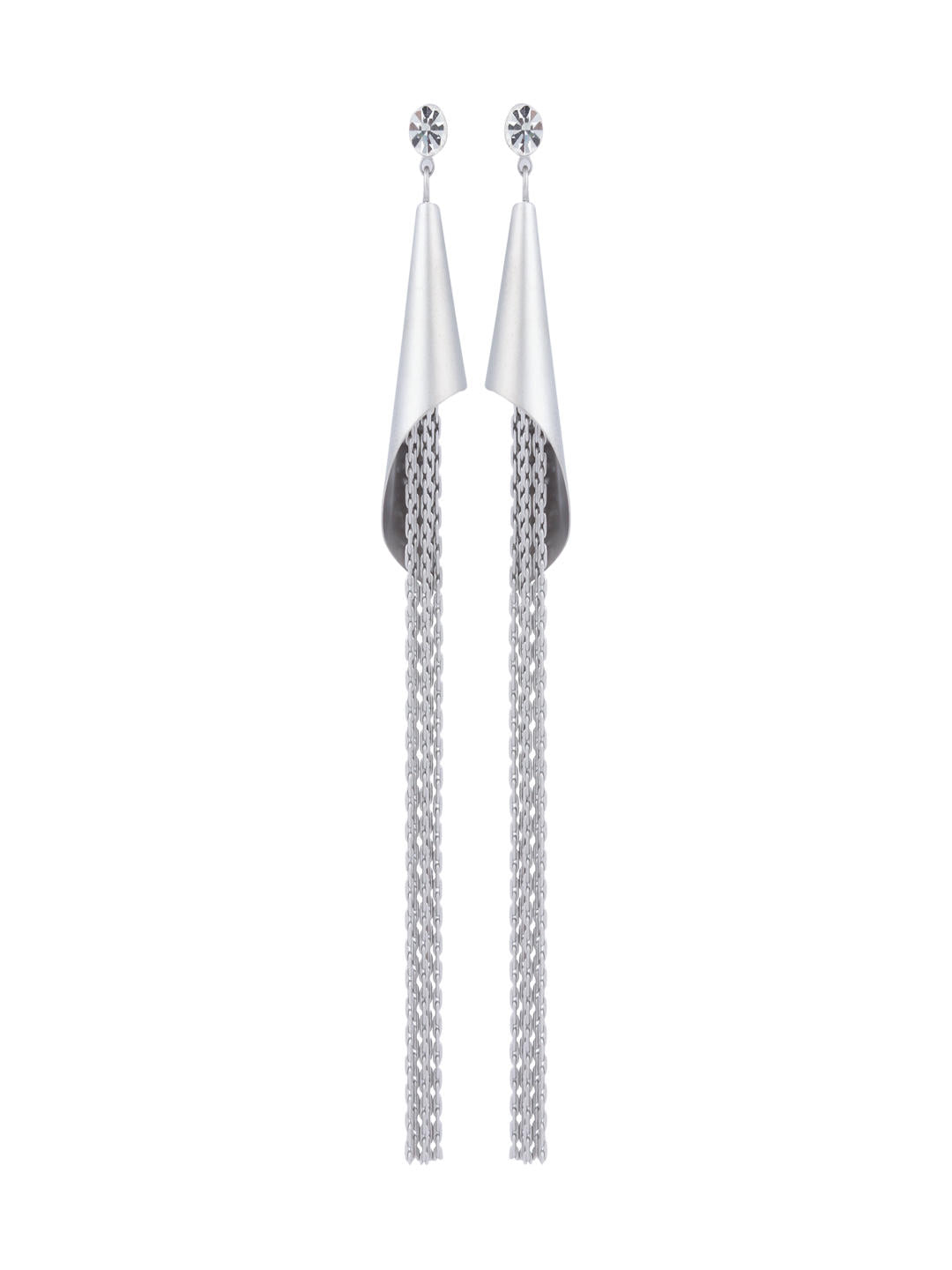 Celeste Silver Tassel Chain Earrings