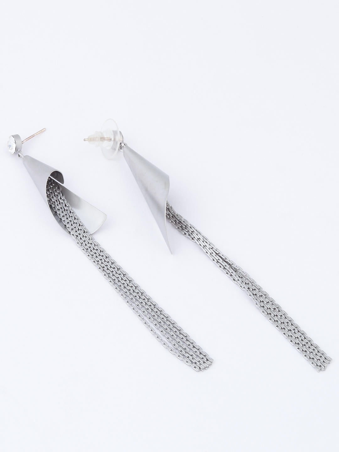 Celeste Silver Tassel Chain Earrings