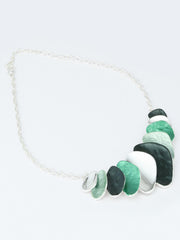 Green & Silver Pebble Necklace