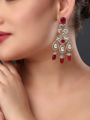 Victorian Red Kundan Dangler