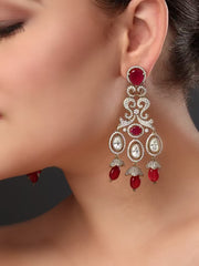 Victorian Red Kundan Dangler