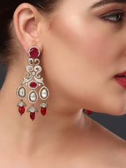 Victorian Red Kundan Dangler