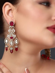 Victorian Red Kundan Dangler