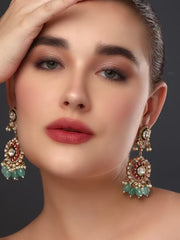 Silver Foil Kundan Drop Earring