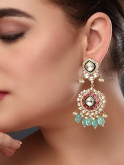 Silver Foil Kundan Drop Earring