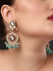 Silver Foil Kundan Drop Earring