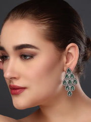 Silver Green Glimmering Earring