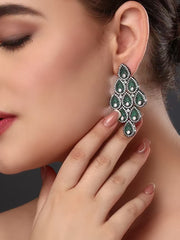 Silver Green Glimmering Earring