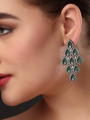 Silver Green Glimmering Earring