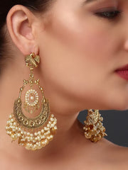 Golden Floral Carved Chandbali