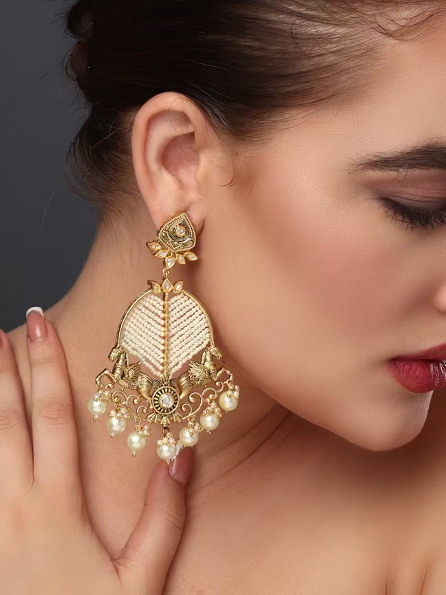 Golden Pearl Dangling Earring