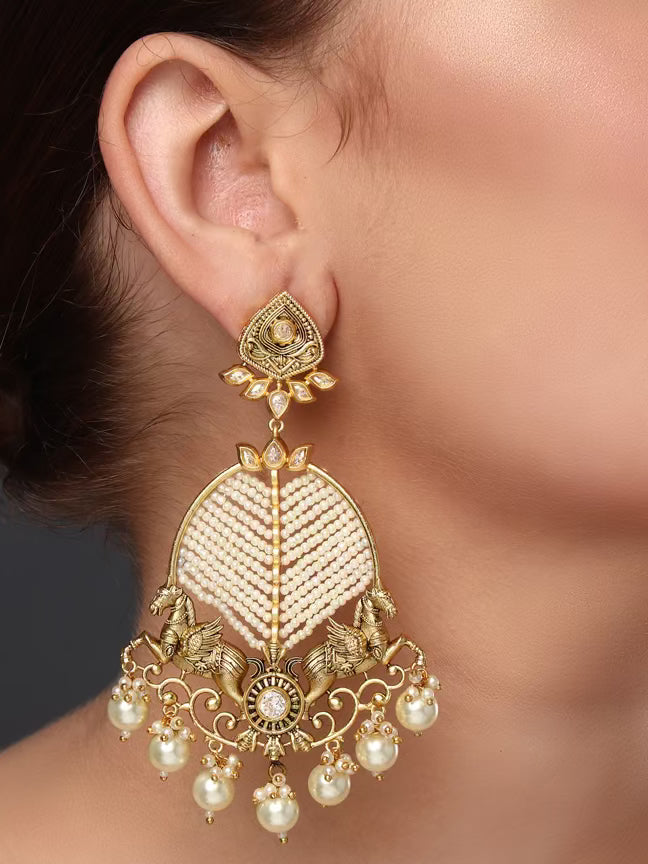 Golden Pearl Dangling Earring