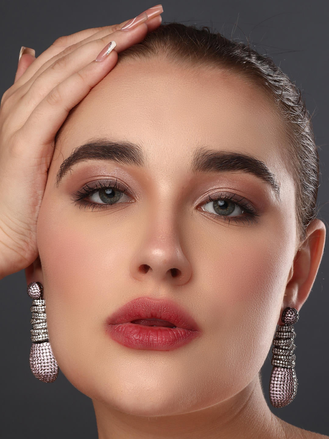 Pink Spherical Drop Earrings