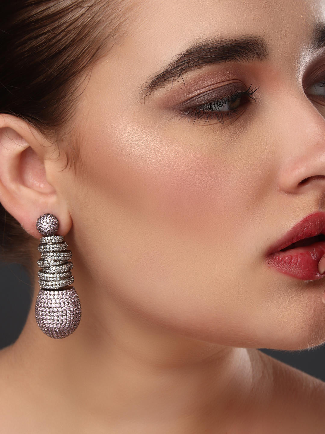 Pink Spherical Drop Earrings