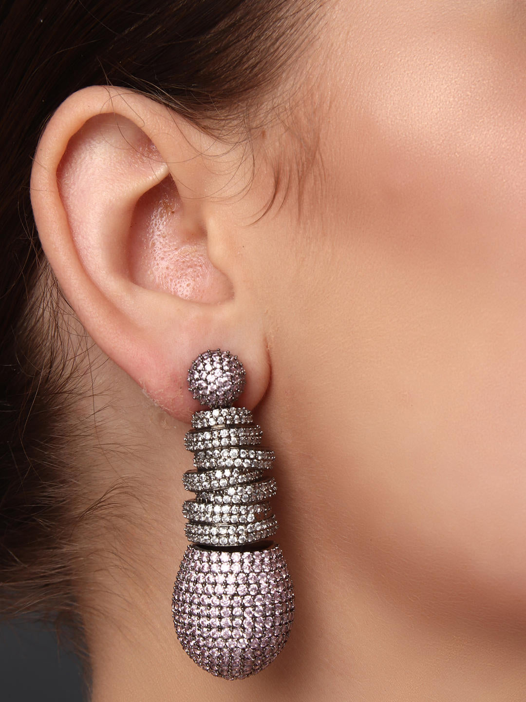 Pink Spherical Drop Earrings