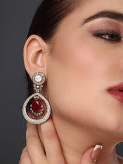 Gleaming Red Petal Drop Earring