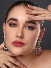 Gleaming Pink Petal Drop Earring
