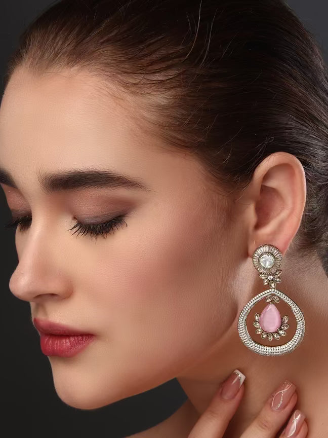 Gleaming Pink Petal Drop Earring