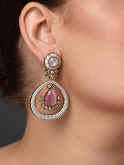 Gleaming Pink Petal Drop Earring