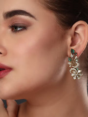 Sage Green Gold Petal Shine Kundan Earring