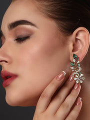 Sage Green Gold Petal Shine Kundan Earring