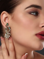 Sage Green Gold Petal Shine Kundan Earring