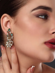 Sage Green Gold Petal Shine Kundan Earring