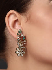 Sage Green Gold Petal Shine Kundan Earring
