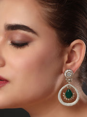Gleaming Green Petal Drop Earring