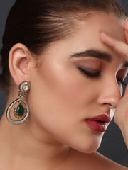 Gleaming Green Petal Drop Earring