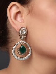 Gleaming Green Petal Drop Earring